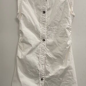 Sleeveless White Button-Up Dress